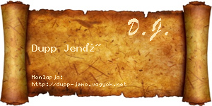 Dupp Jenő névjegykártya